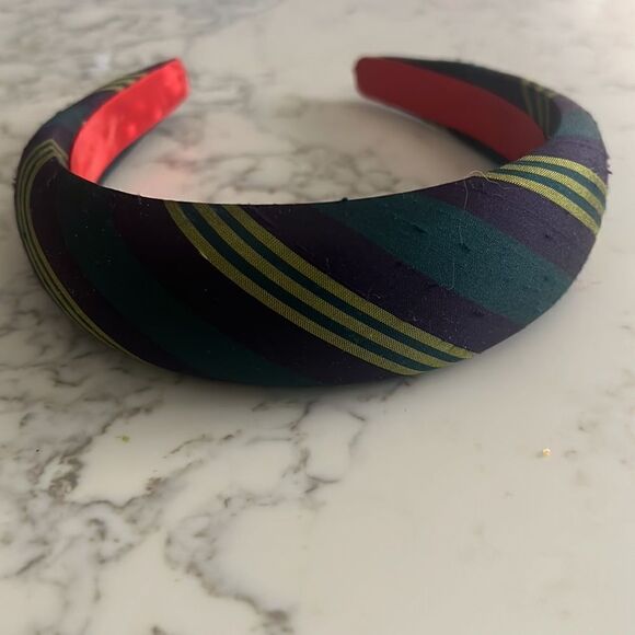 Bien Abye navy striped silk headband - Picture 2 of 3